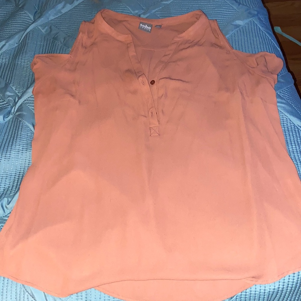 Sheer Tan Sleeveless Top with Buttons